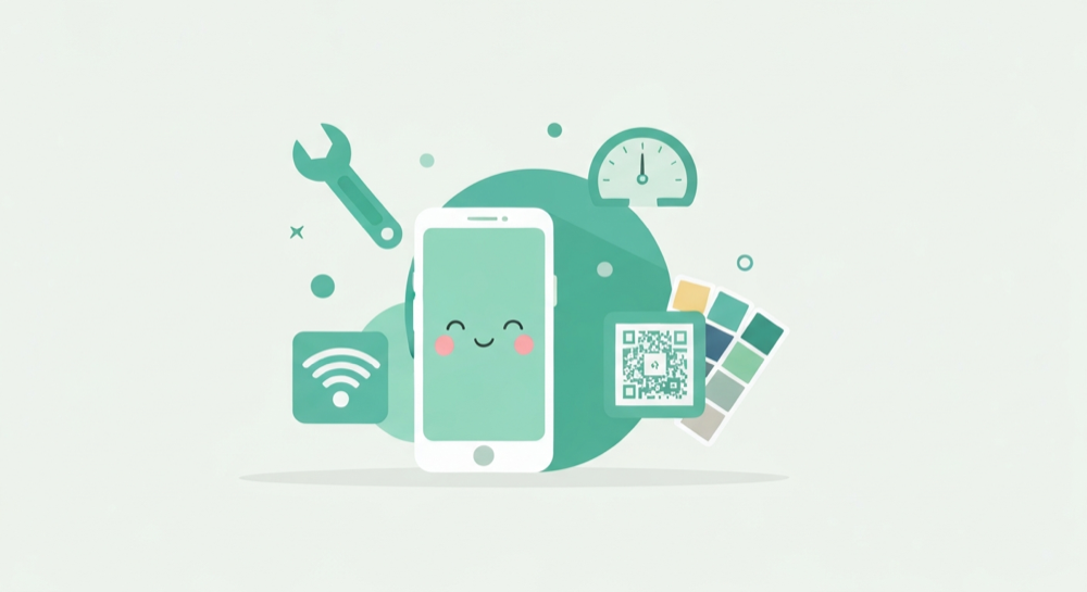 Illustration of a smartphone surrounded by Android tool icons